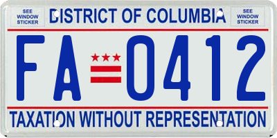 DC license plate FA0412