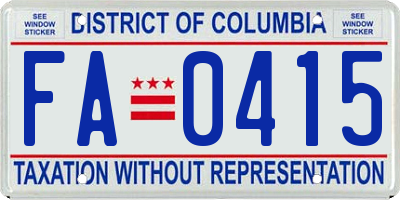 DC license plate FA0415