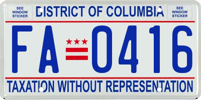 DC license plate FA0416