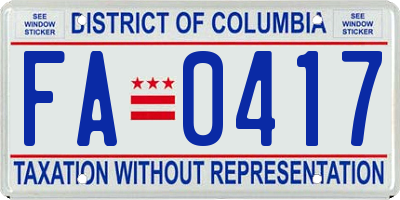 DC license plate FA0417