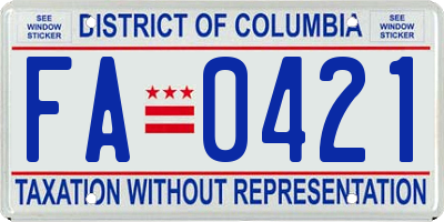 DC license plate FA0421