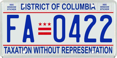 DC license plate FA0422