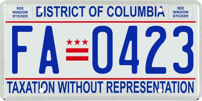 DC license plate FA0423