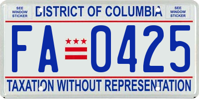 DC license plate FA0425