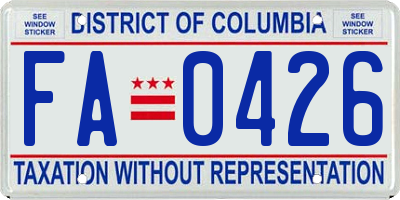 DC license plate FA0426