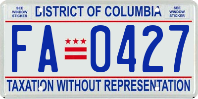 DC license plate FA0427