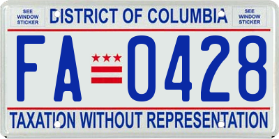 DC license plate FA0428