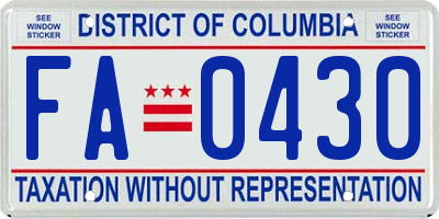 DC license plate FA0430