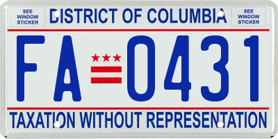 DC license plate FA0431