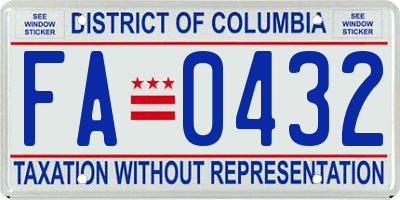 DC license plate FA0432