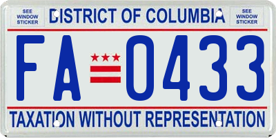 DC license plate FA0433