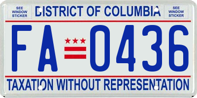 DC license plate FA0436