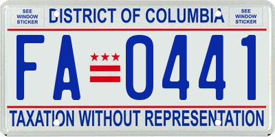 DC license plate FA0441