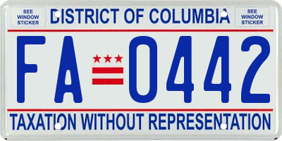 DC license plate FA0442