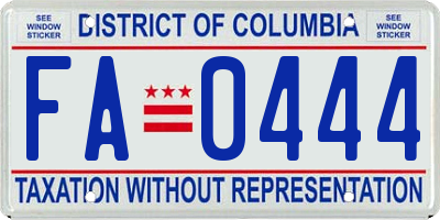 DC license plate FA0444