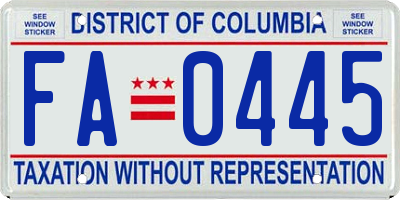 DC license plate FA0445