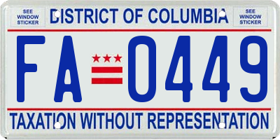 DC license plate FA0449