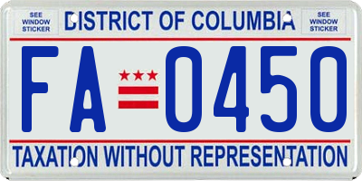 DC license plate FA0450