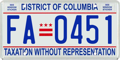 DC license plate FA0451