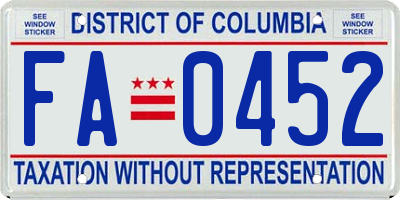 DC license plate FA0452