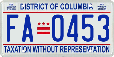 DC license plate FA0453