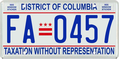 DC license plate FA0457