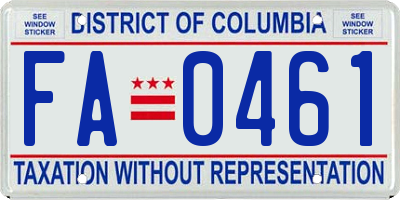 DC license plate FA0461