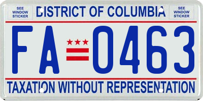 DC license plate FA0463