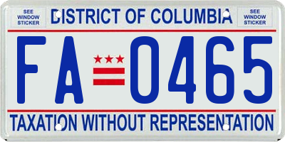 DC license plate FA0465