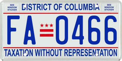 DC license plate FA0466