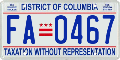 DC license plate FA0467