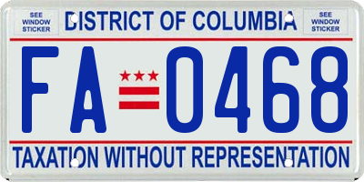 DC license plate FA0468