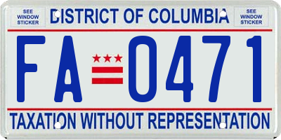 DC license plate FA0471