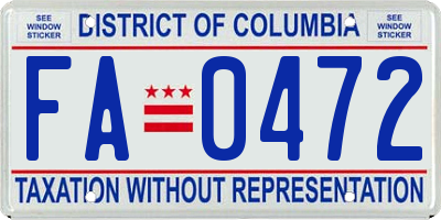 DC license plate FA0472