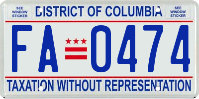 DC license plate FA0474