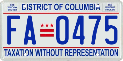 DC license plate FA0475