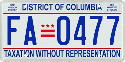 DC license plate FA0477