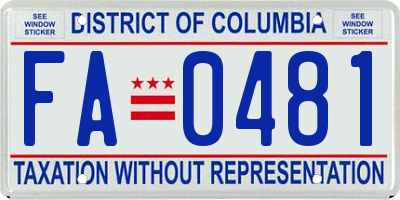 DC license plate FA0481