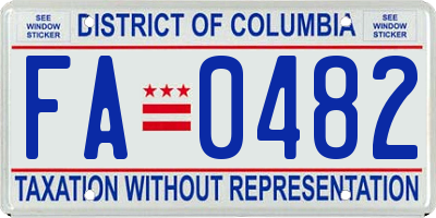 DC license plate FA0482