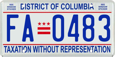 DC license plate FA0483