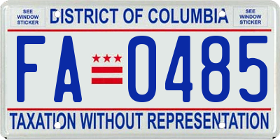 DC license plate FA0485