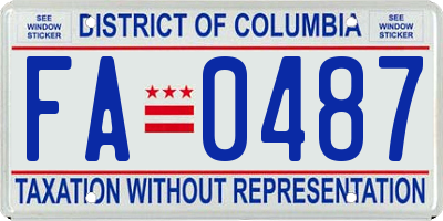 DC license plate FA0487