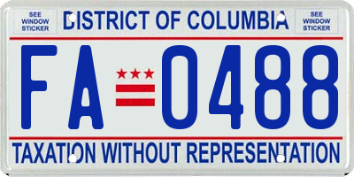 DC license plate FA0488