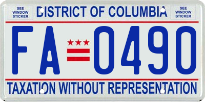 DC license plate FA0490