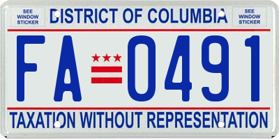 DC license plate FA0491