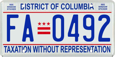 DC license plate FA0492