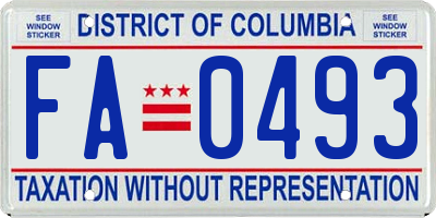 DC license plate FA0493