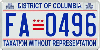 DC license plate FA0496