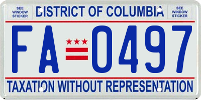 DC license plate FA0497