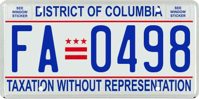 DC license plate FA0498